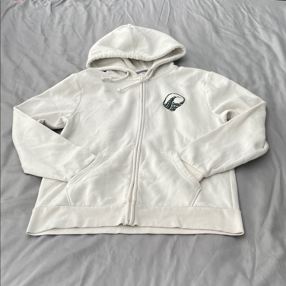 Old Navy Full Zip White Hoodie with Chest Logo Men’s Size Medium
